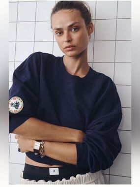 NWOT Gola Navy Cropped Sweatshirt with Logo Patch
